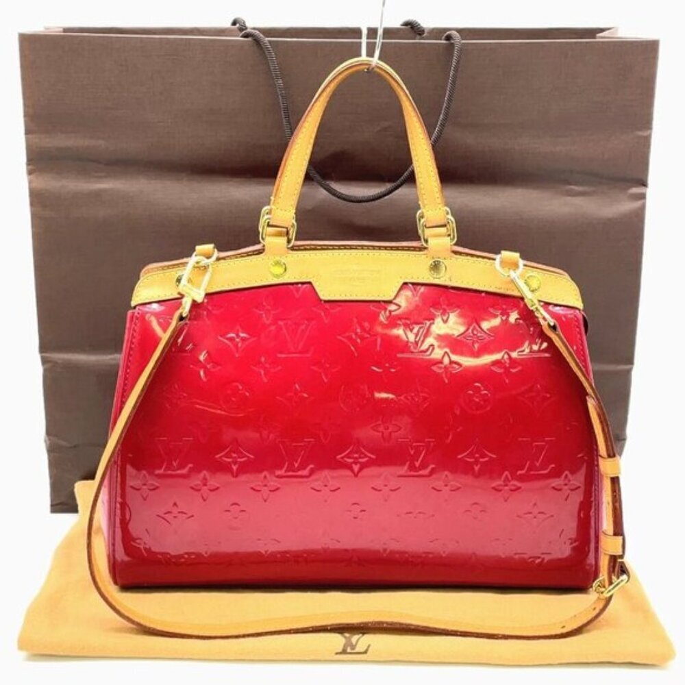 Louis Vuitton Brea MM Red Monogram Vernis Satchel | Authentic LV Crossbody Bag - Picture 2 of 15